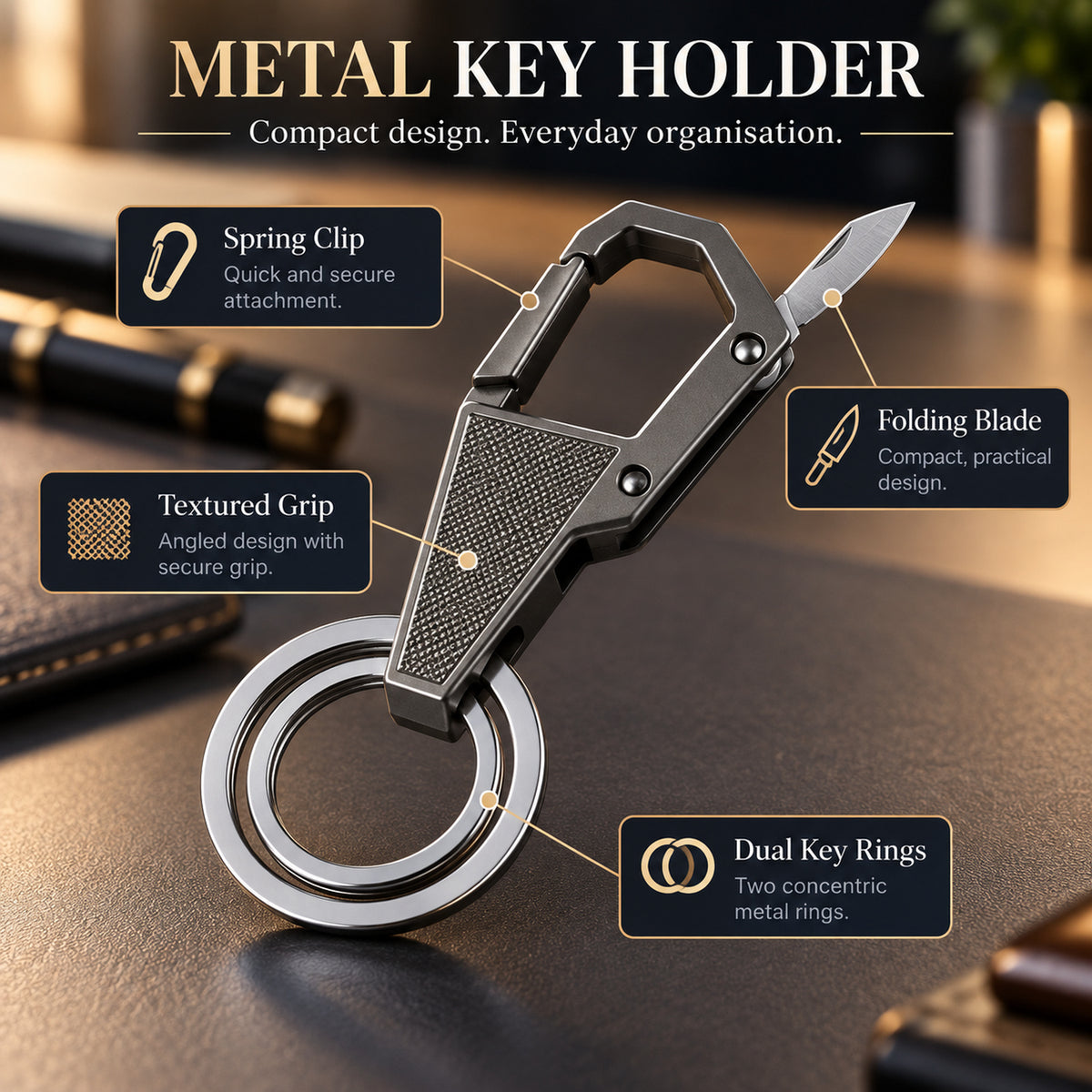Premium Heavy Duty Metal Key Holder Clip Keychain 1 Pc