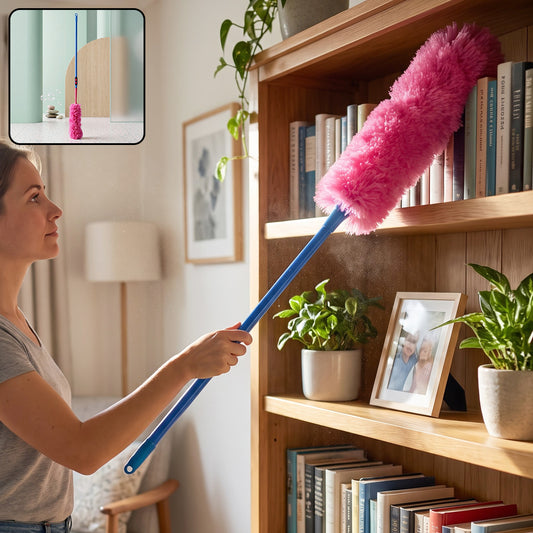 Adjustable Long Handle Microfiber Dust Brush – Foldable Ceiling & Appliance Cleaner