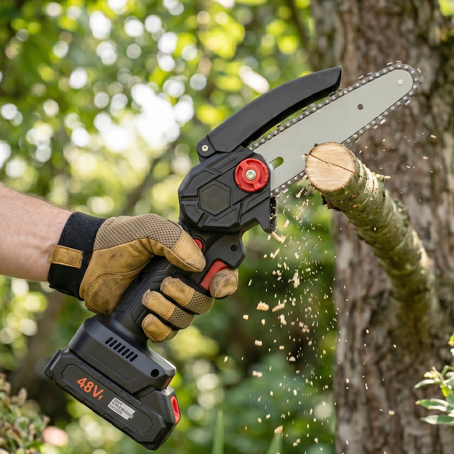 Mini Electric Cordless Chainsaw (1 Set, 48V, Blade size 18 Cm)