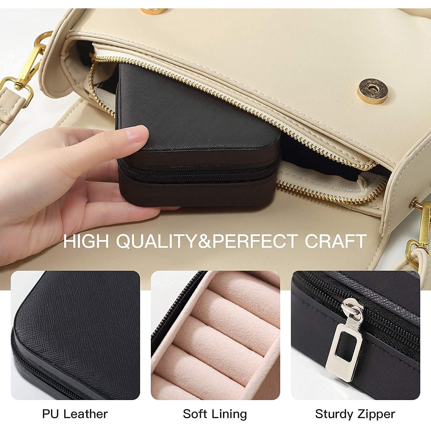 Mini PU Leather jewellery Box for Travel & Storage