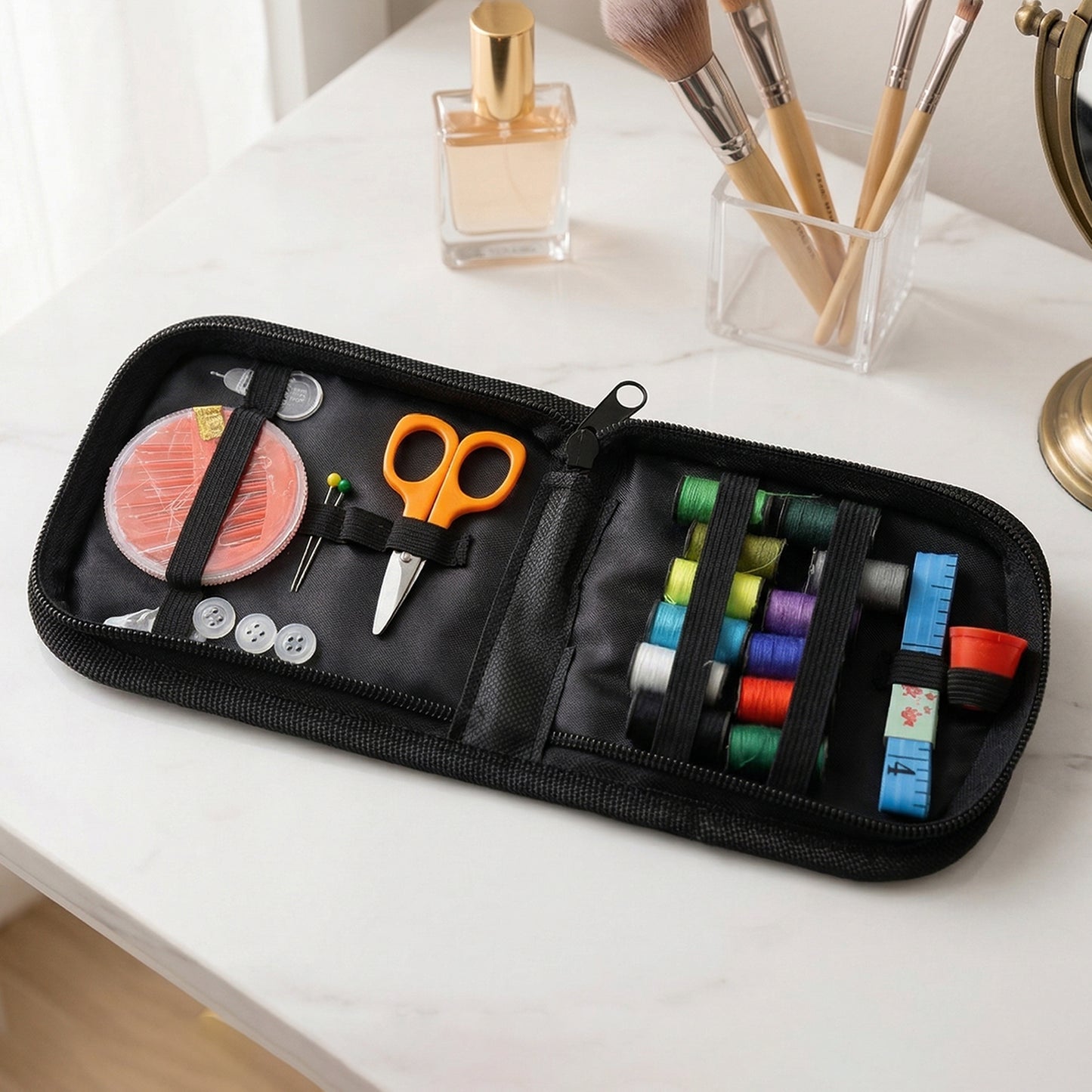33 Pc Mini Sewing Kit with Zipper Case Portable Stitching Kit