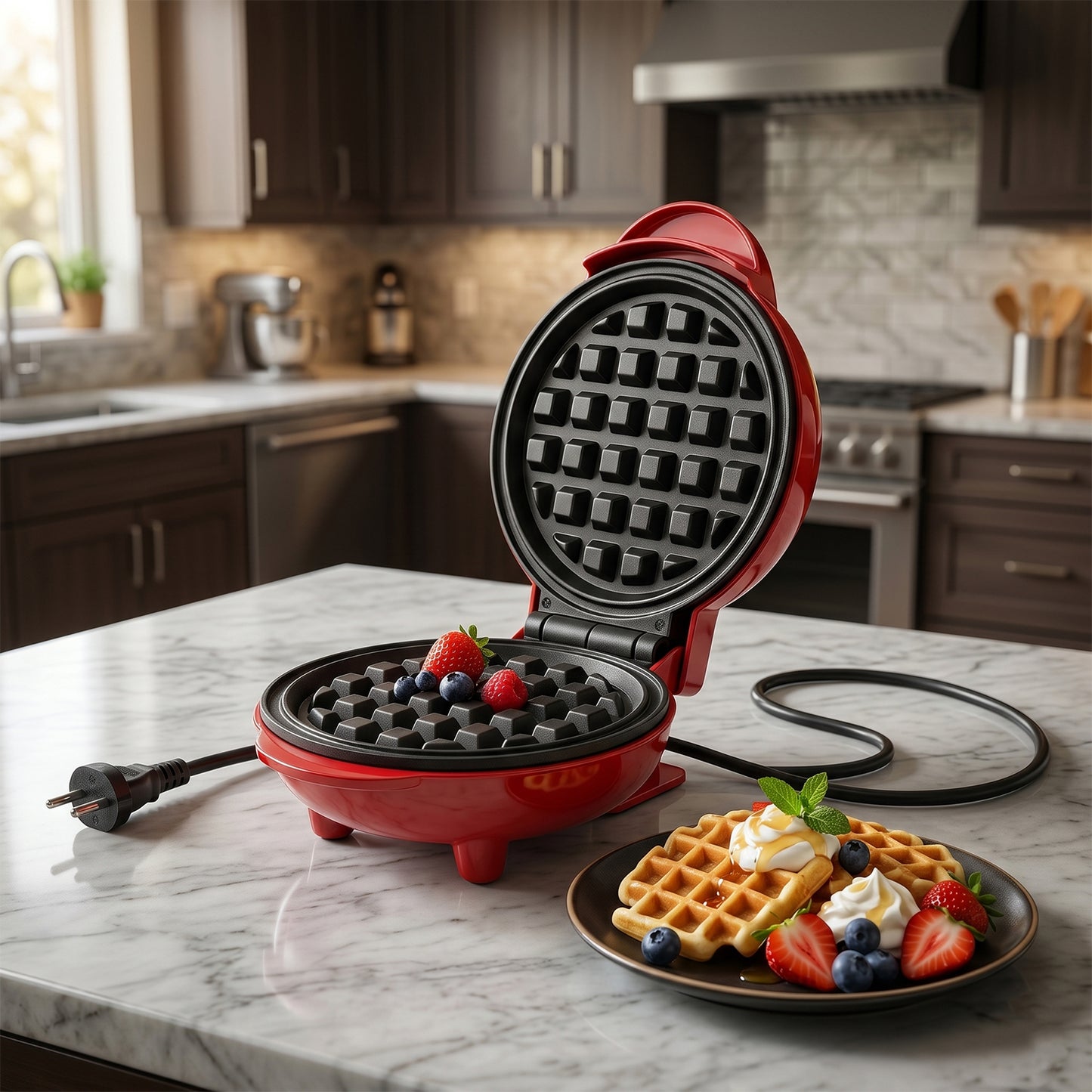 Mini Waffle Maker Machine Waffle Iron Home Appliances Kitchen Gift Easy To Clean, On-Stick Surfaces, Perfect Breakfast, Dessert, Sandwich, Cakes, Other Snacks Machine