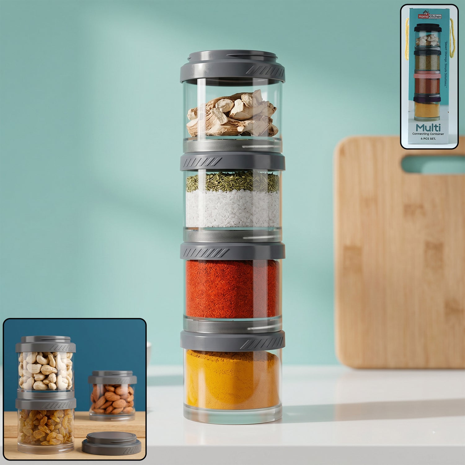 Best Stackable 4Pc Plastic Storage Container Set– Natation.in