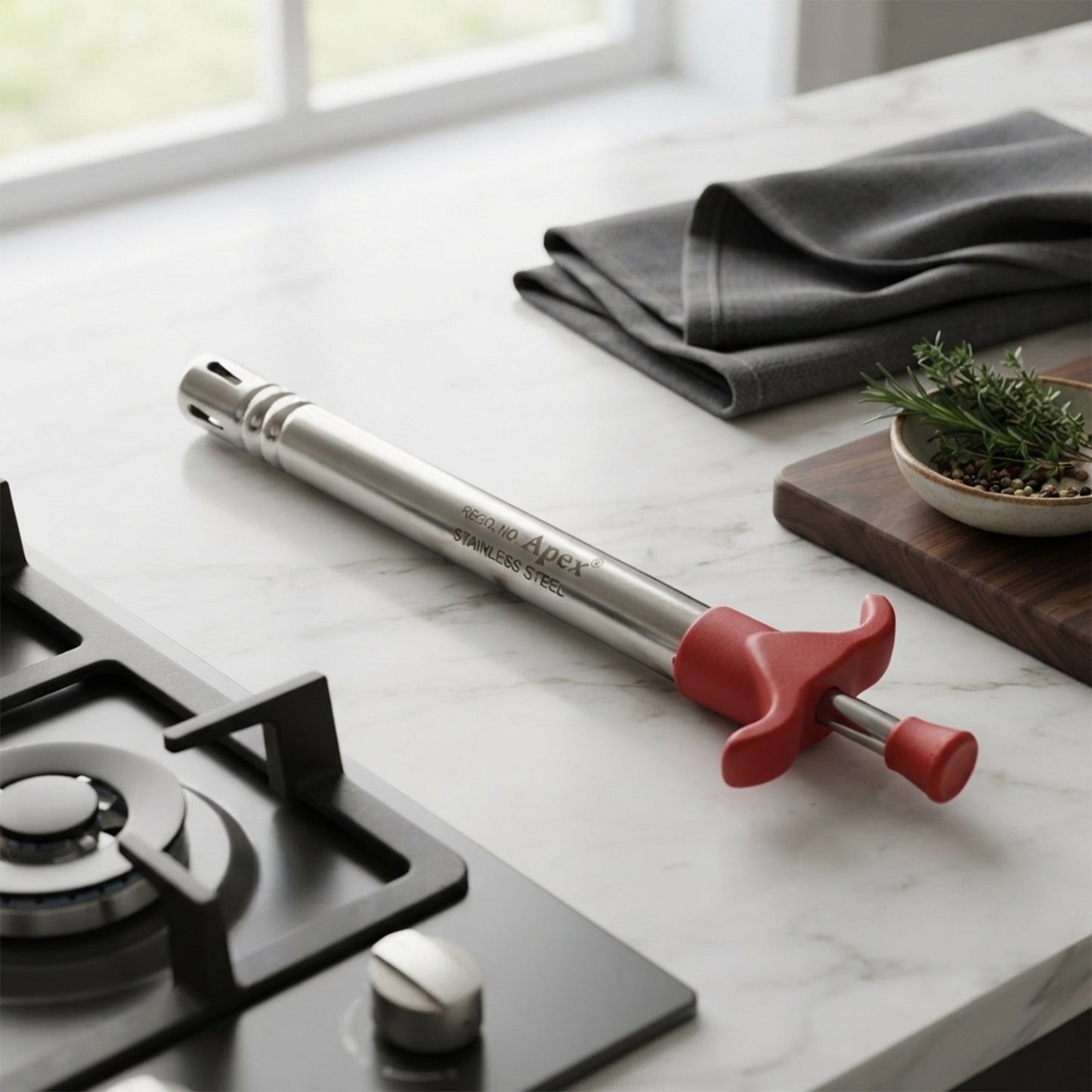 Refillable stainless steel kitchen lighter