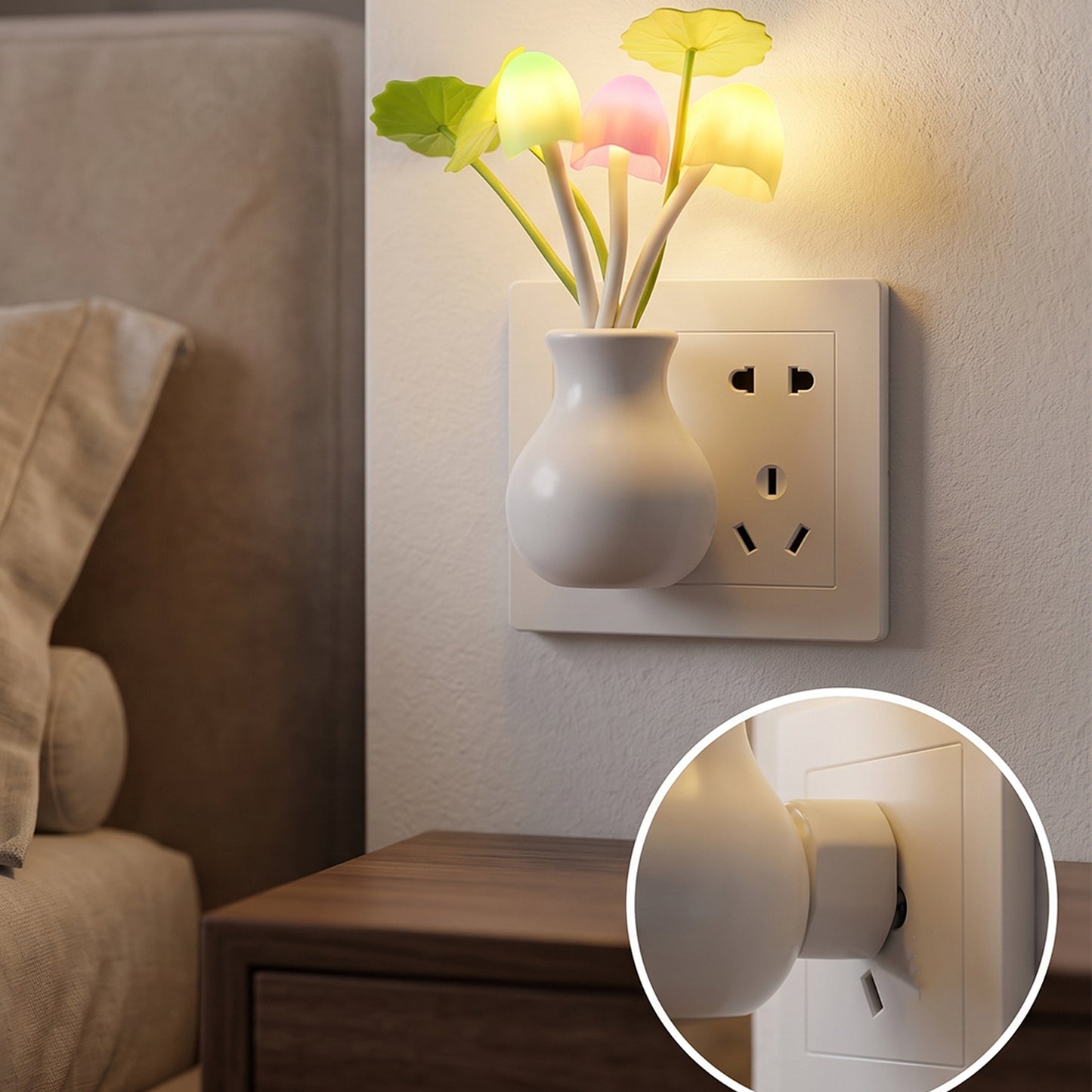 LED Dream Night Light, Auto ON / Off Sensor Mushroom Lamp (Multicolor)