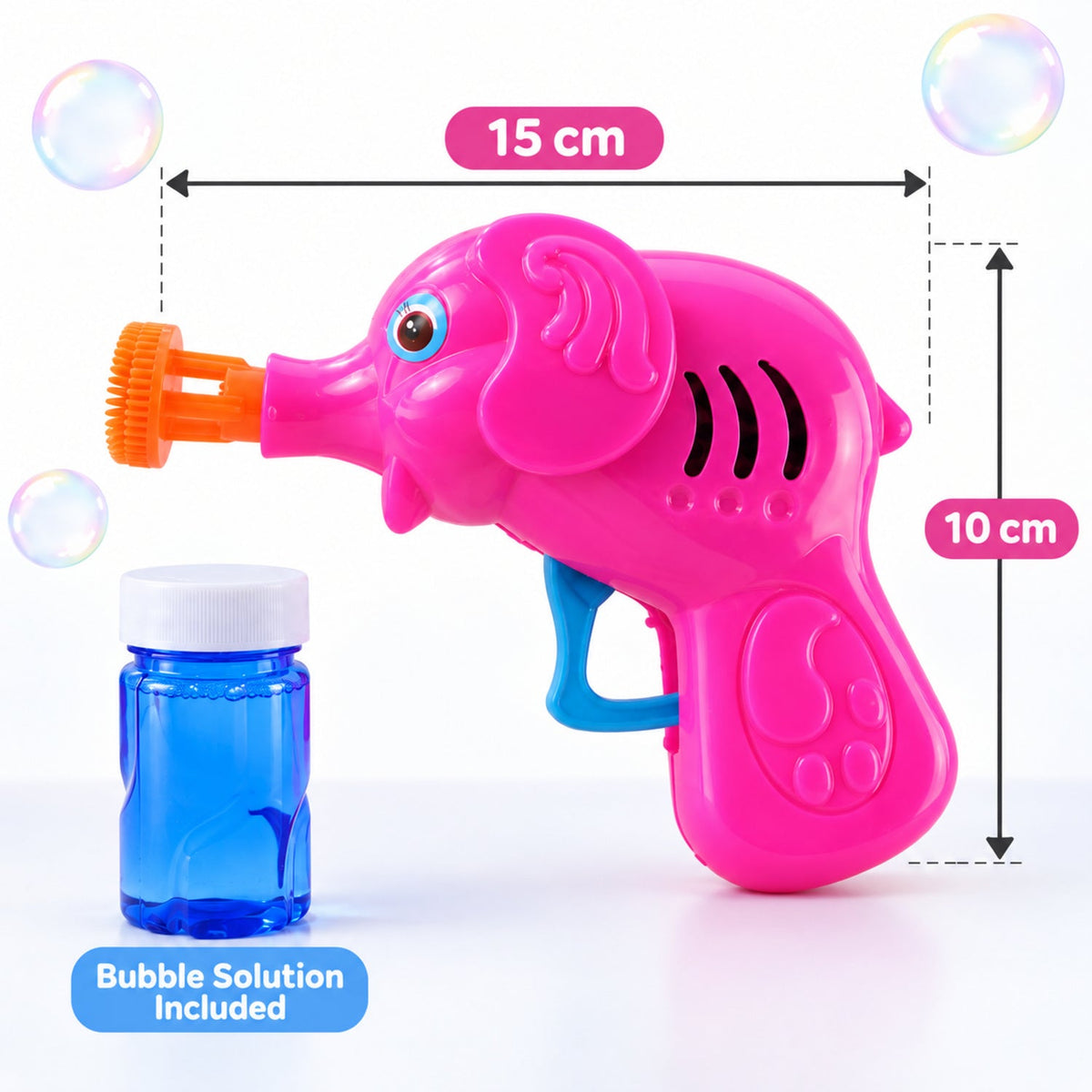 Elephant Bubble Gun Toy With Bubble Solution For Kids Outdoor Play (1 Set)