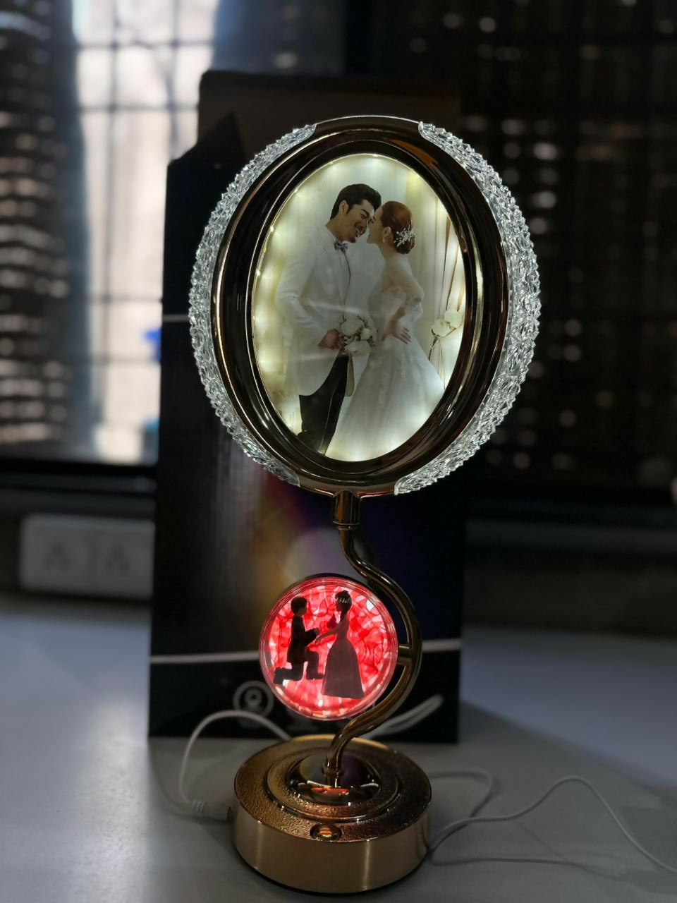 LED Photo Frame Lamp with Dual Display Decorative Table Light