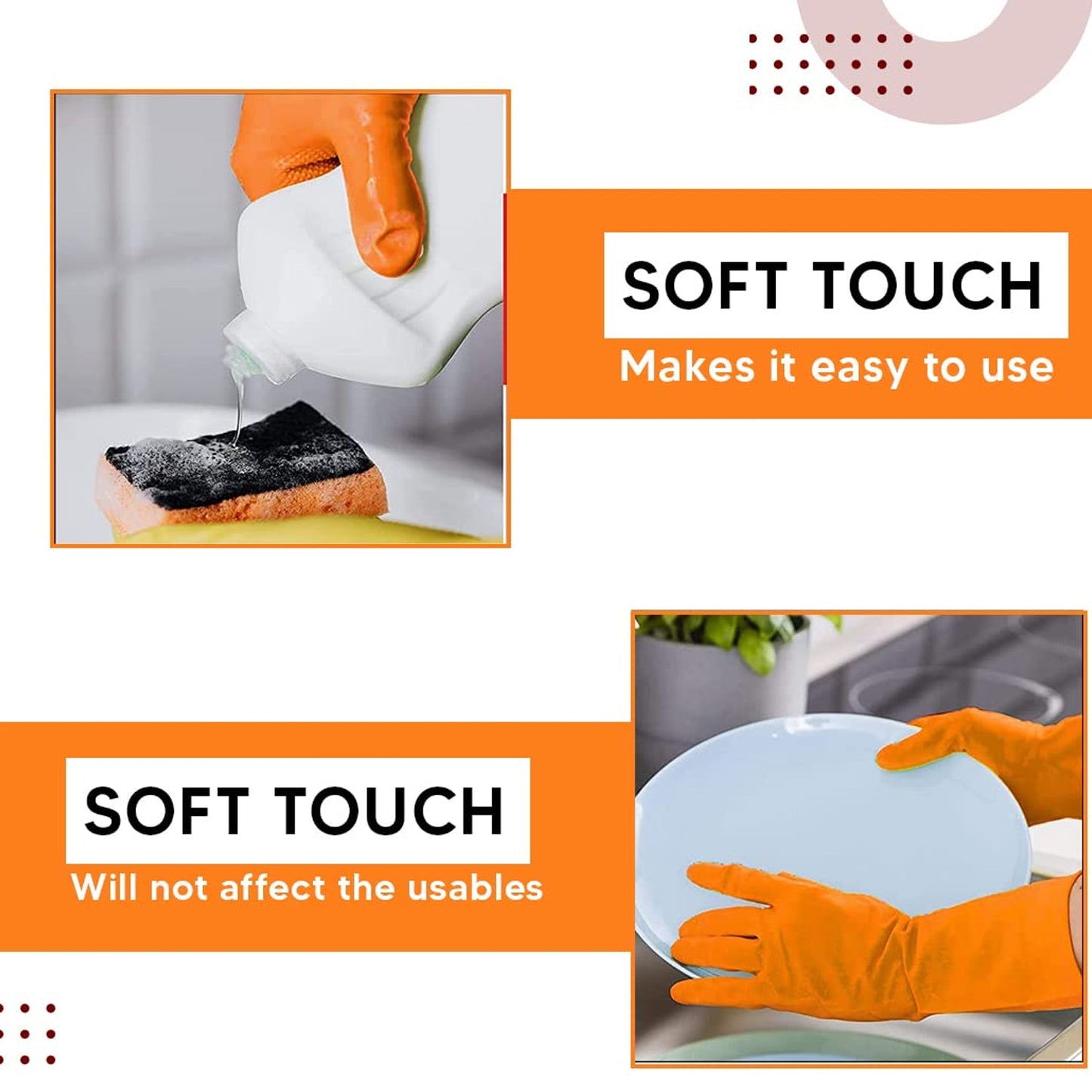 Waterproof orange gloves household