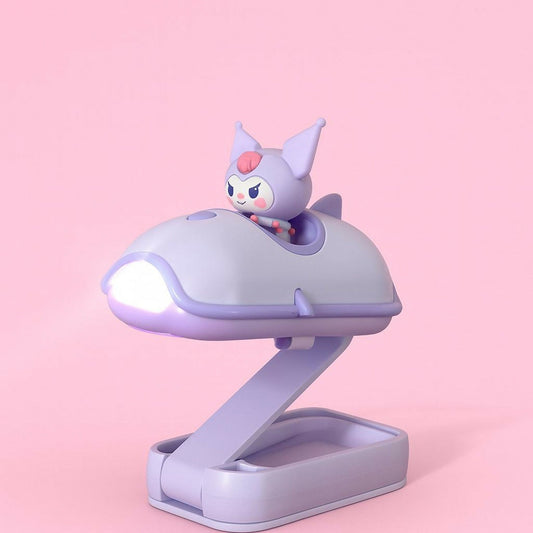 purple Mini Folding LED Night Light Cute Cartoon Desk Lamp for Kids & Bedside