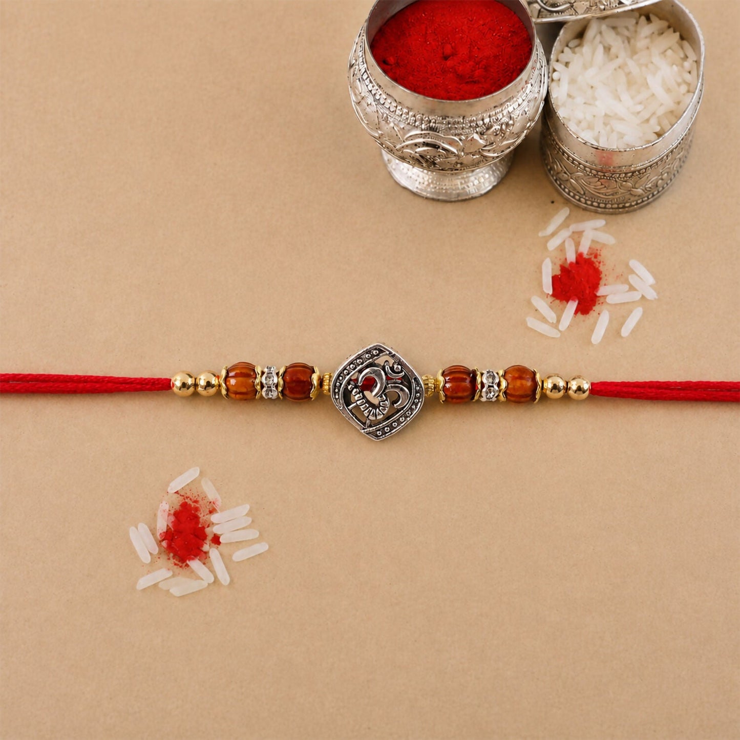 Om Rakhi in gift box, ideal for Rakshabandhan gifting.