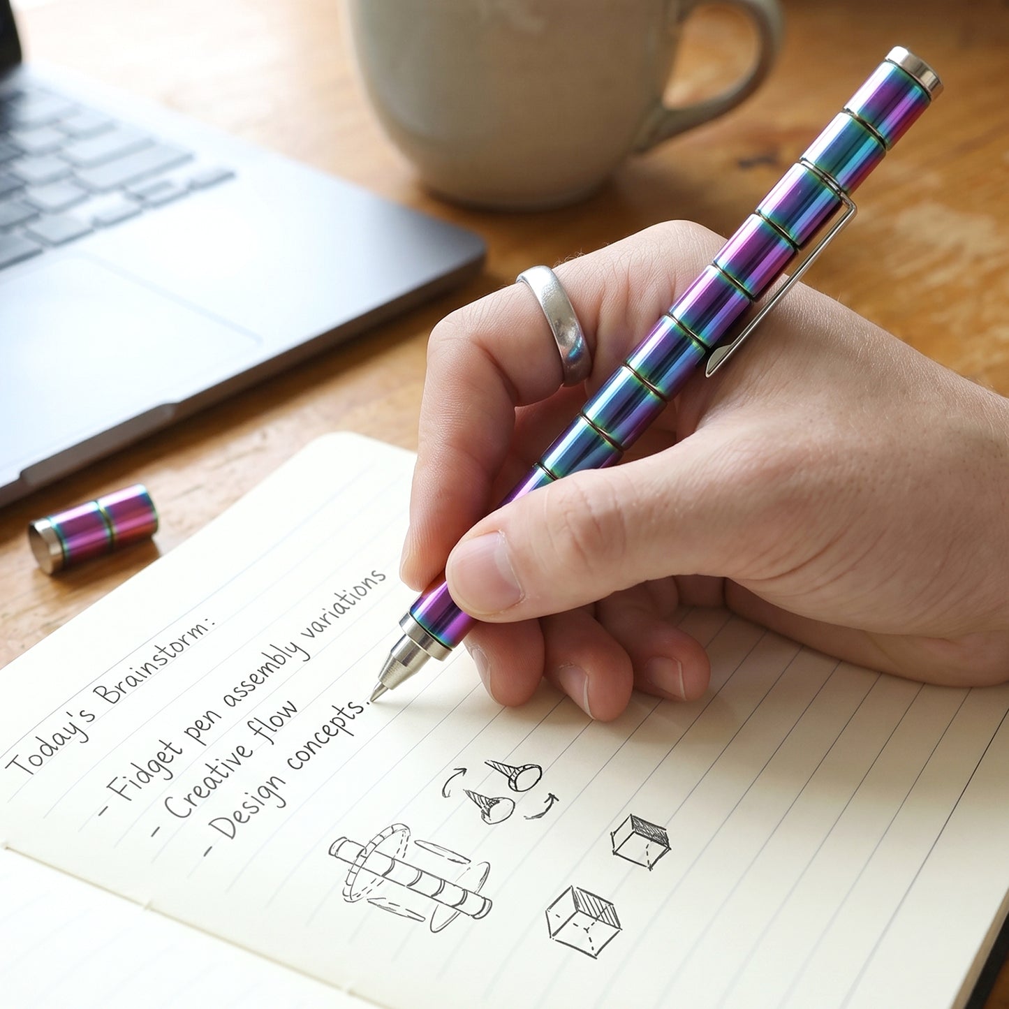 Magnetic Metal Writing Pen with Fidget Spinner Function - 1 Pc (1 Pc)