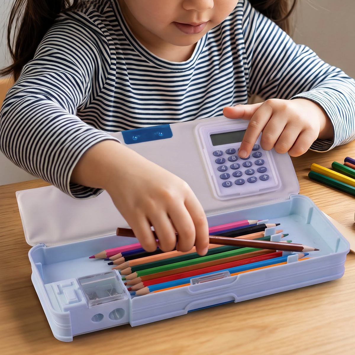 Cartoon Multi-functional Geometry Box with Calculator & Double Sharpener
