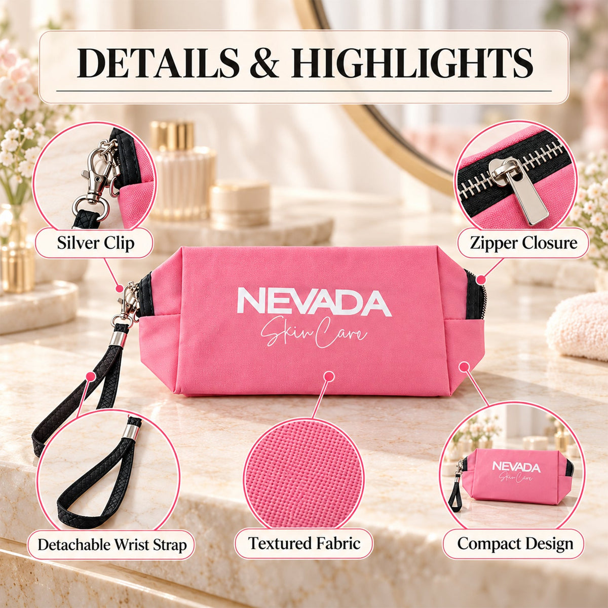 Cosmetic pouch white bg