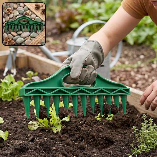 Garden seeding punch tool, hand soil loosener and seed planter (1 pc)