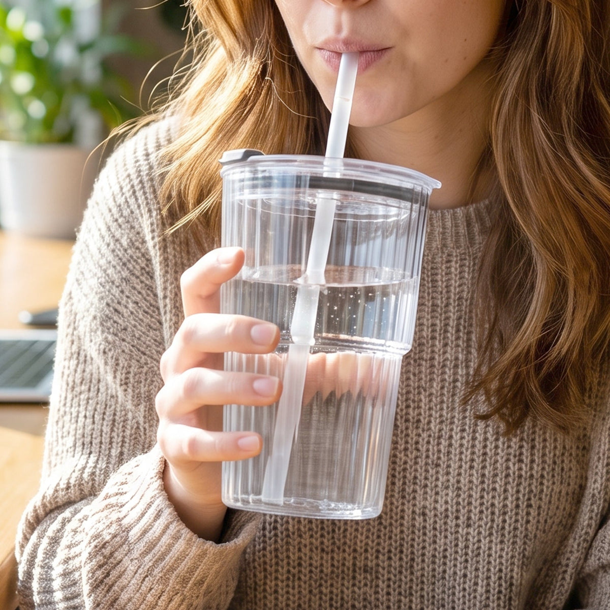 Plastic Tumbler with Lid  450ml Reusable, Clear & Leak-Proof