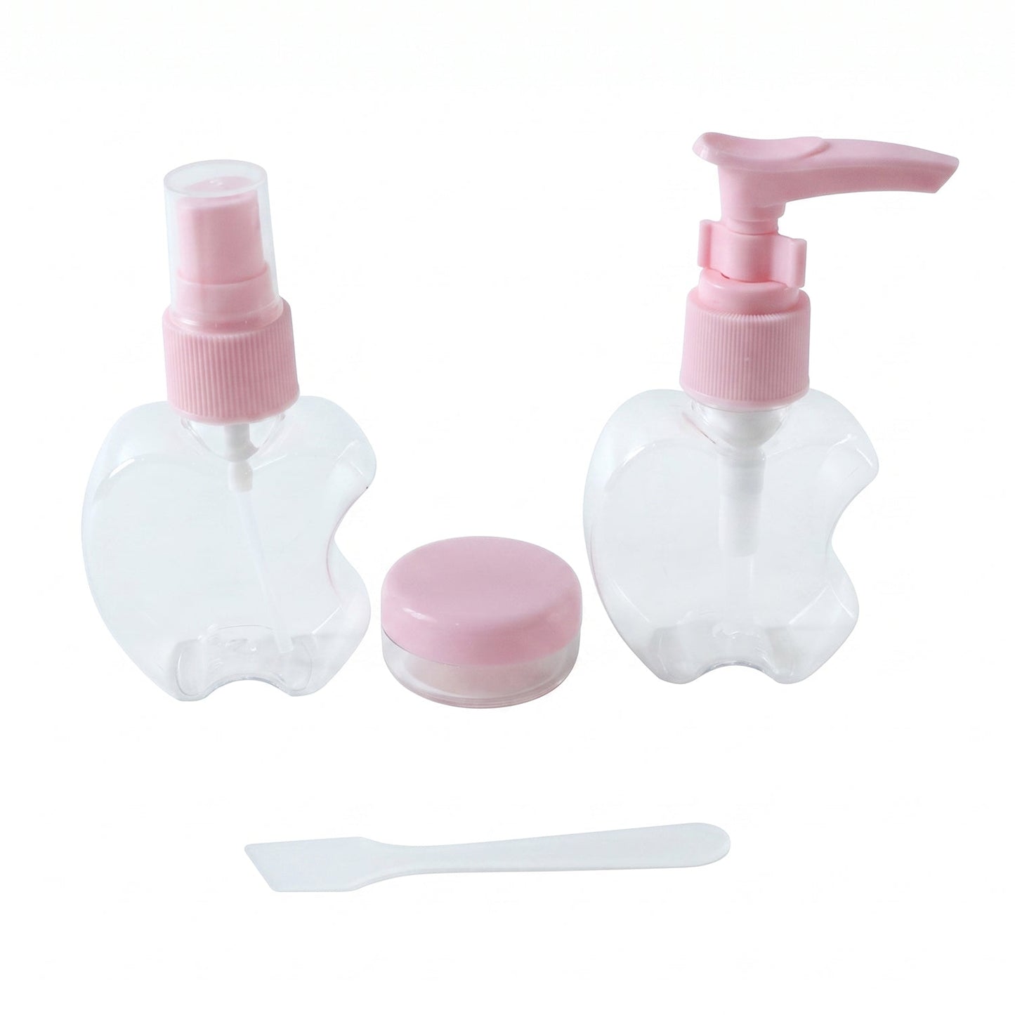 Refillable cosmetic bottle set on white background