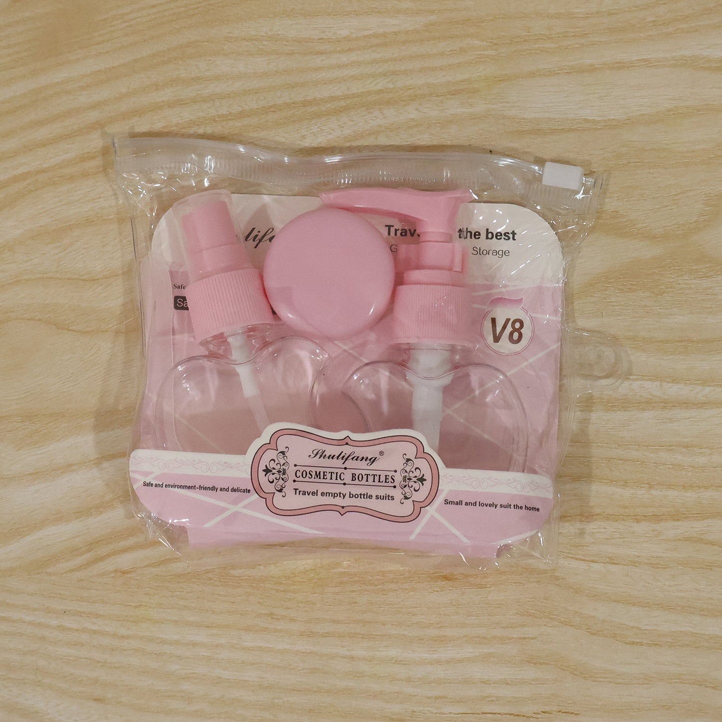 Live photo of travel refillable cosmetic bottle set