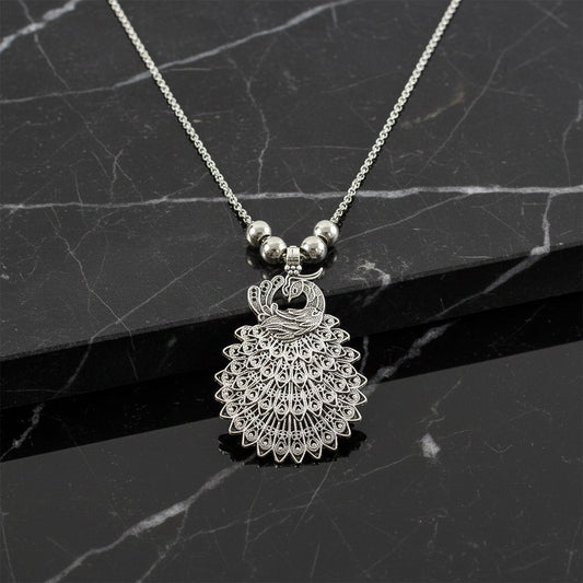 Peacock oxidized pendant necklace
