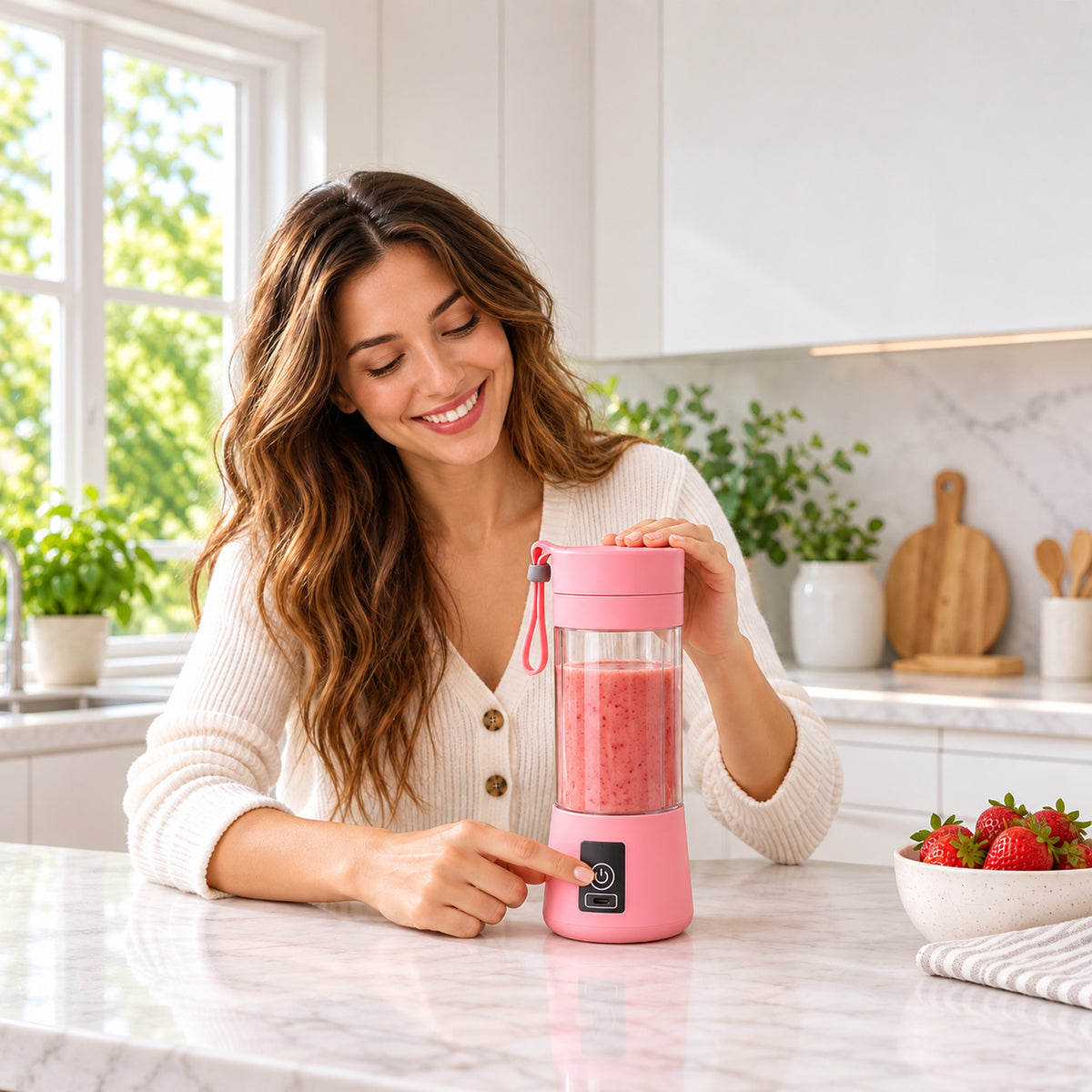 Multi-Purpose Portable USB Electric Juicer 6-Blades, Protein Shaker, Blender Mixer Cup (380 ML)