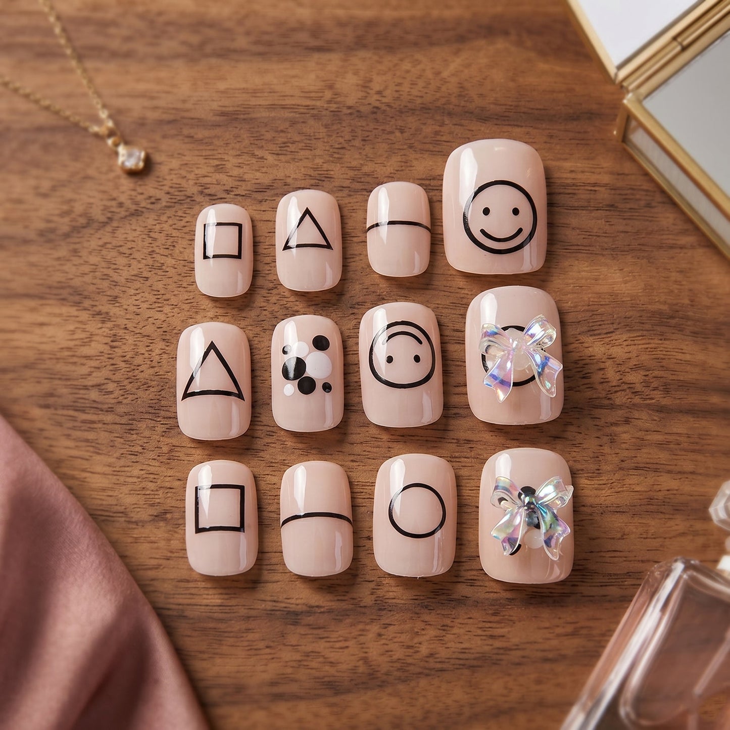 Hand wearing stylish acrylic nail extensions, demonstrating a chic finish.