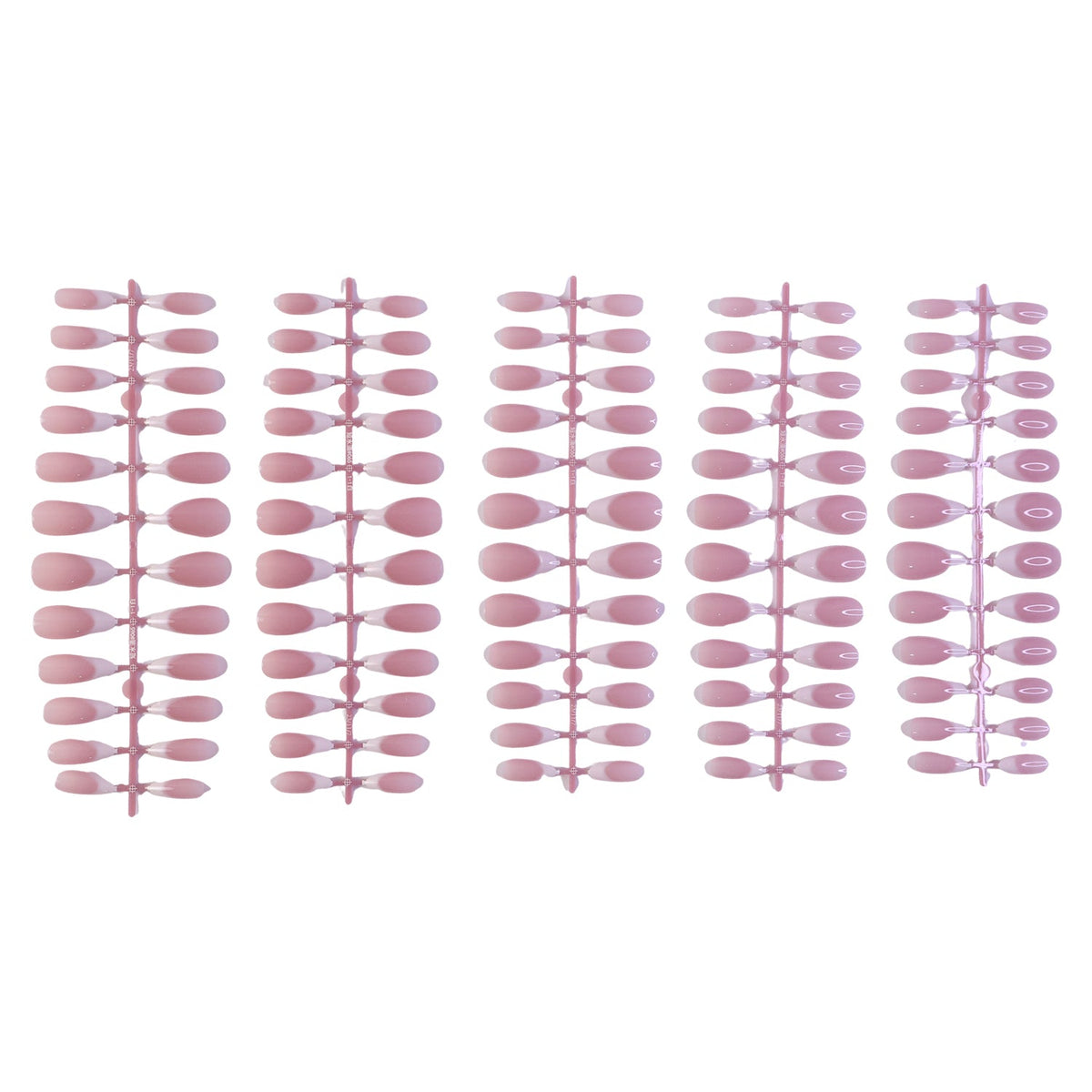 Full set of press-on false nails in nude pink and white tips