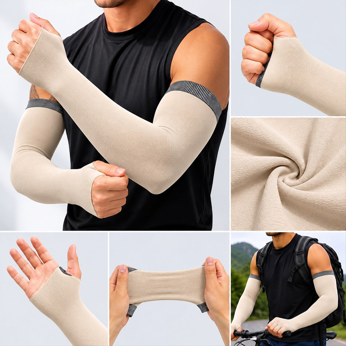 UV protection arm sleeves with thumb holes for cycling and driving Pro_Rider_Sleeves_07