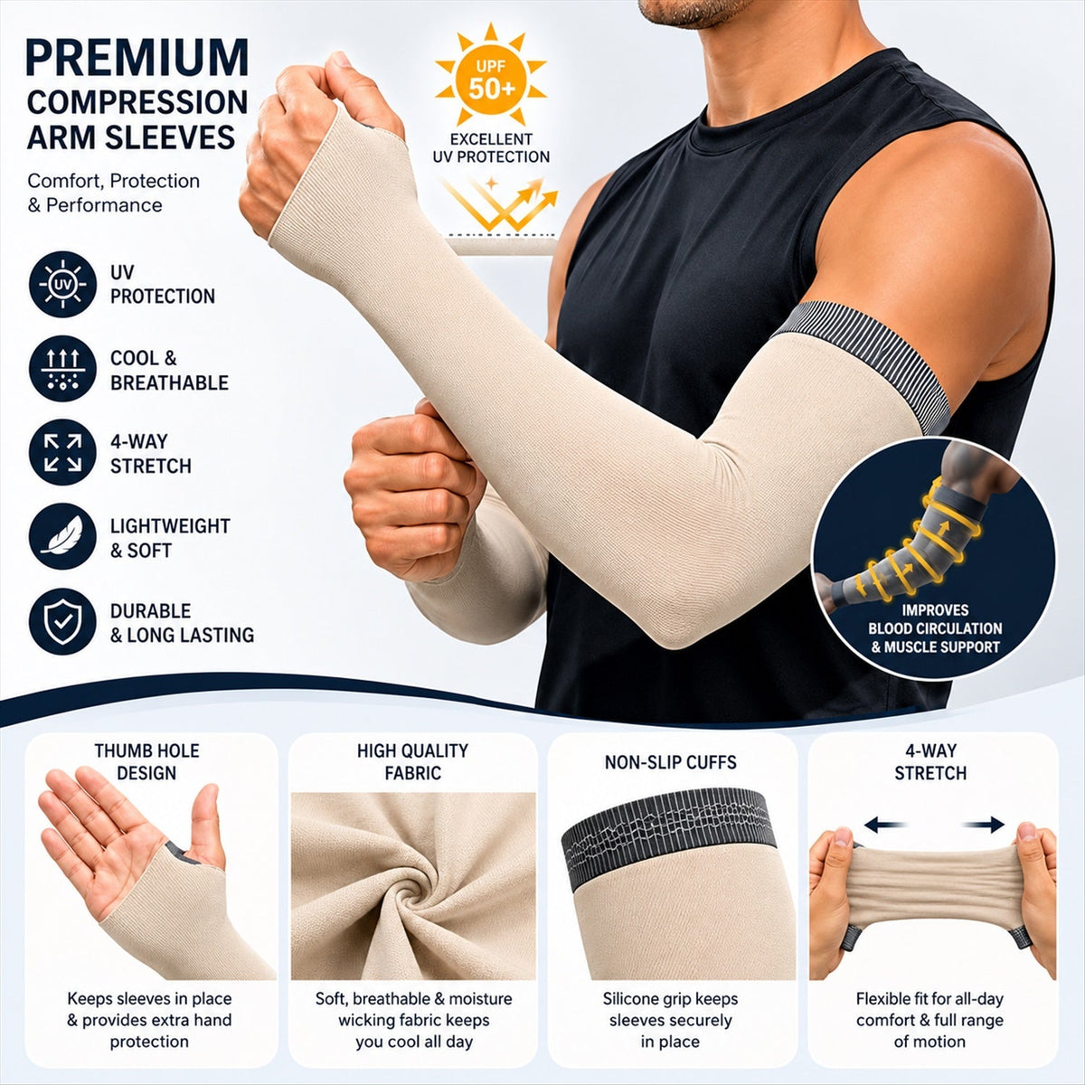 UV protection arm sleeves with thumb holes for cycling and driving Pro_Rider_Sleeves_10