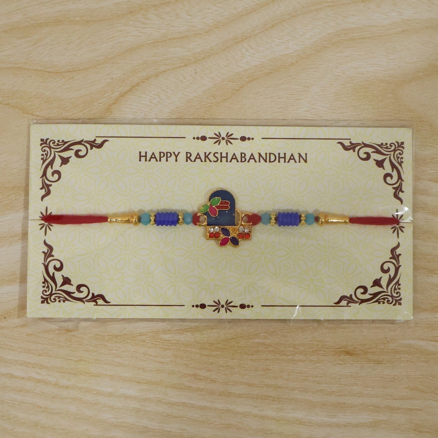 Intricate design of Royal Blue Shiv Rakhi