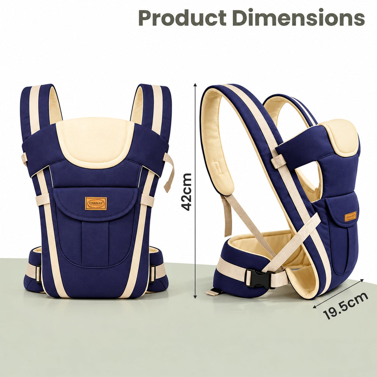 Baby Carrier With Padded Head Support And Adjustable Shoulder Straps (1 Pc)