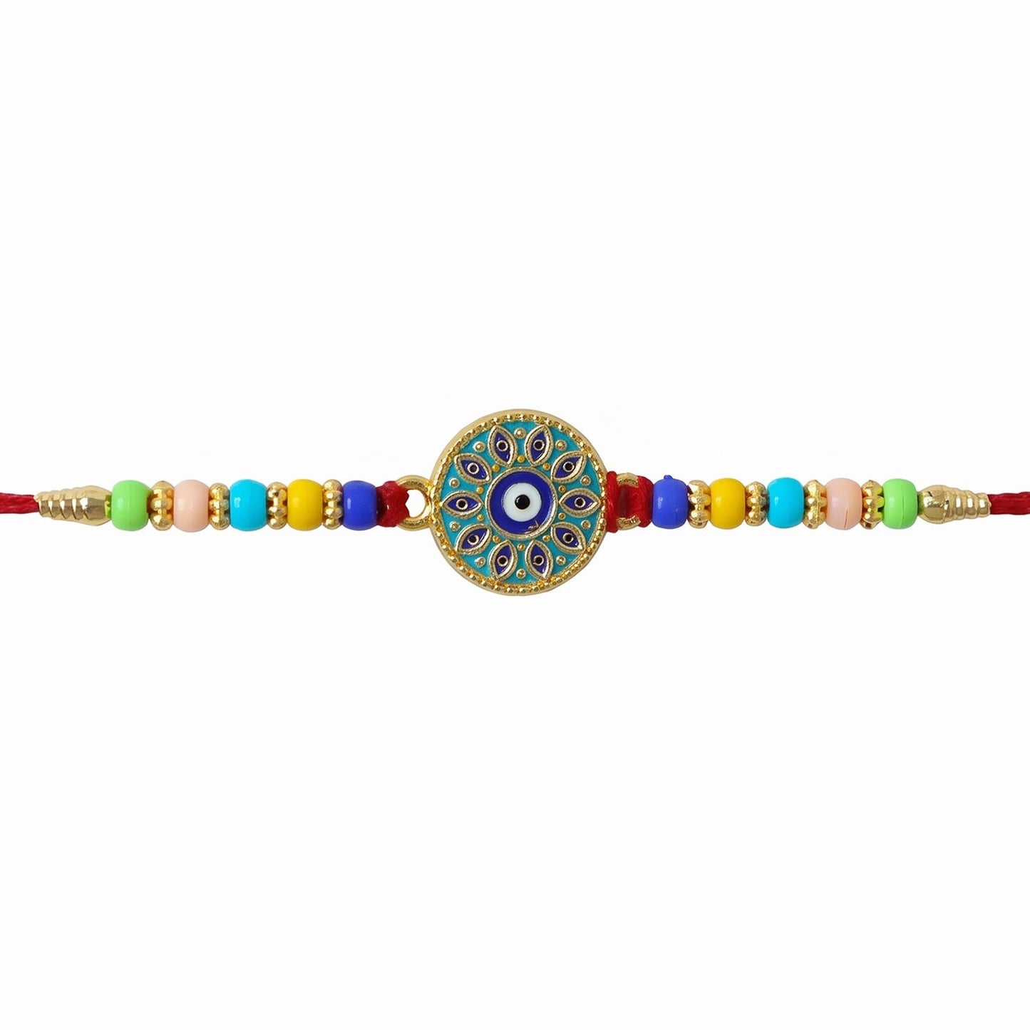 Decorative beads and detailed mandala design on rakhi