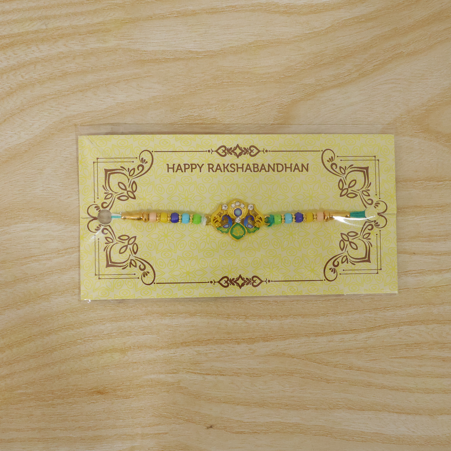 Traditional Rakhi displayed in a live setting