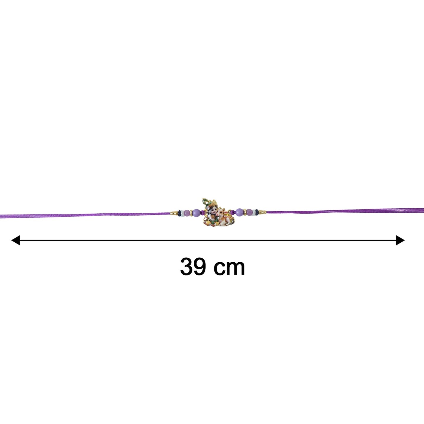 Bal Krishna Rakhi with product size reference.