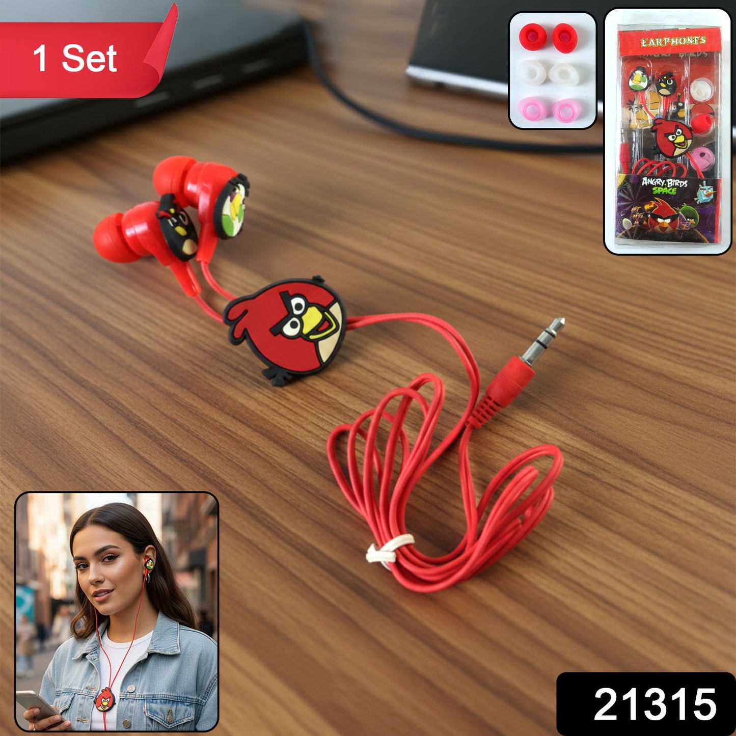 Cartoon Character Wired In-Ear Earphones (1 Set)
