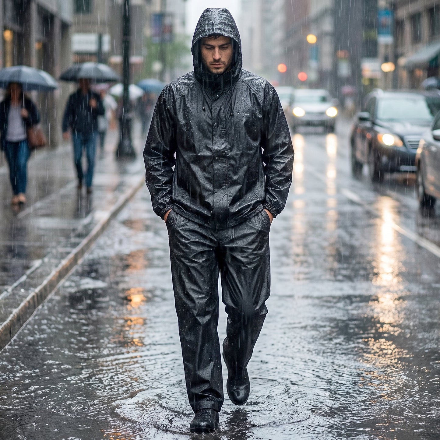 Waterproof rain suit with hood for men and women
