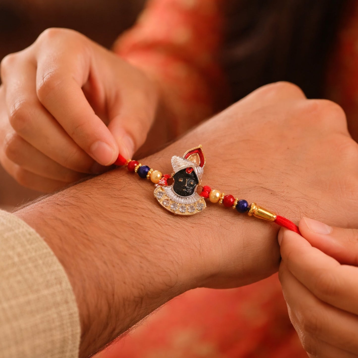 Festive Krishna Rakhi on soft thread for Rakshabandhan