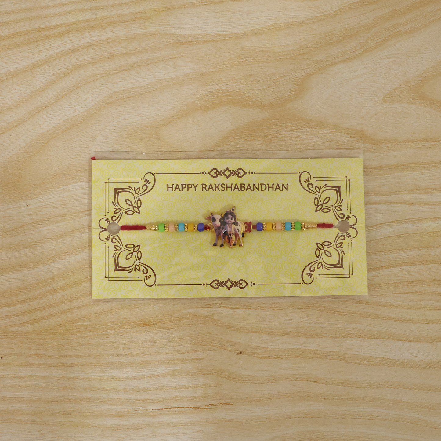 Lord Krishna Rakhi tied on a brother’s wrist during Raksha Bandhan.