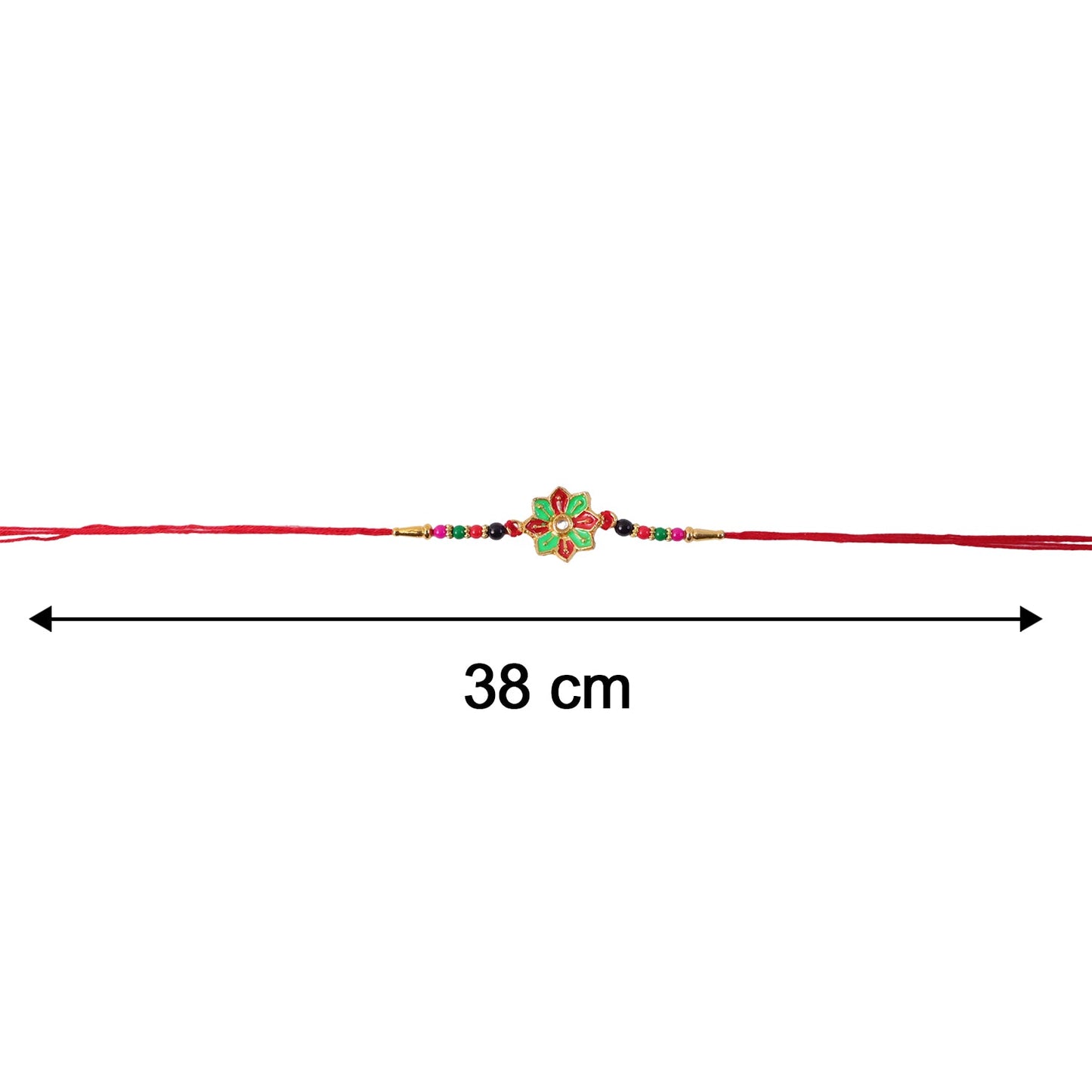 Size display of floral design Rakhi