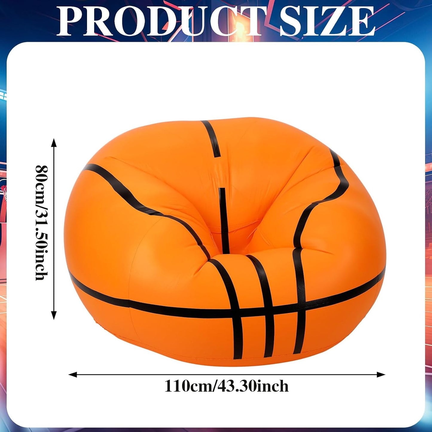 Size details of inflatable ball sofa for versatile spaces