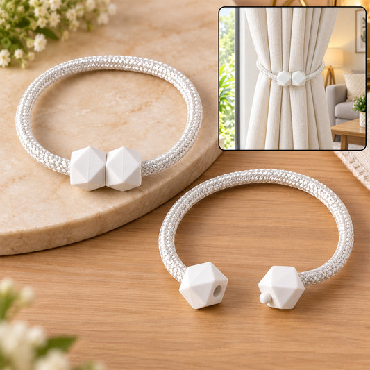Non-Magnetic Curtain Tiebacks: Decorative Pearl Design (2 Pc, (Without Magnet Buckle)