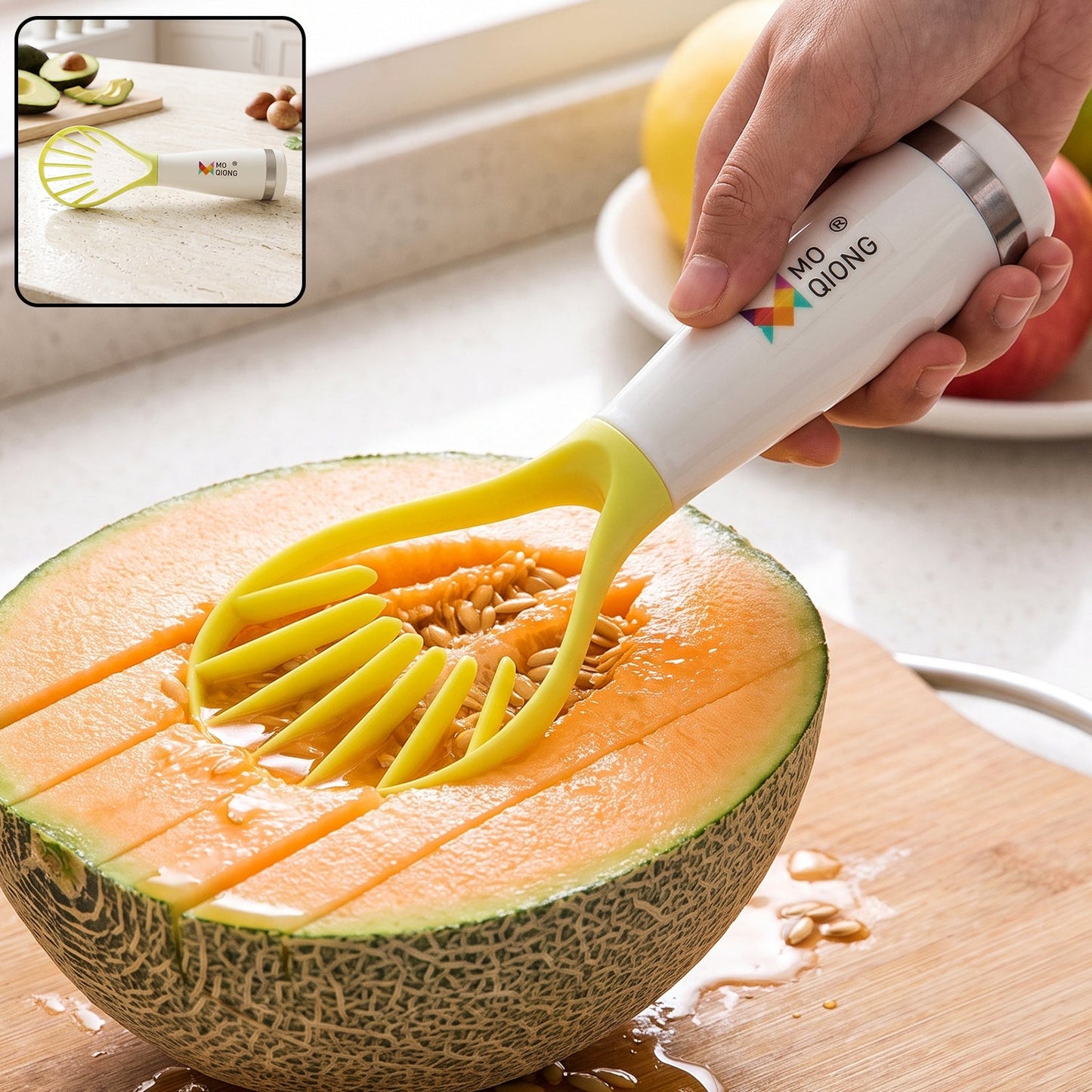 Manual melon slicer cutter tool for watermelon and fruit