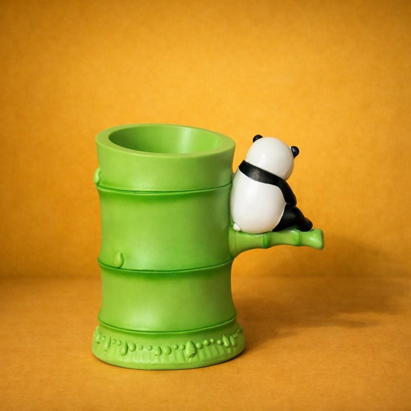 Cute Panda Bamboo Pen Stand Desk Organizer for Kids & Office Table
