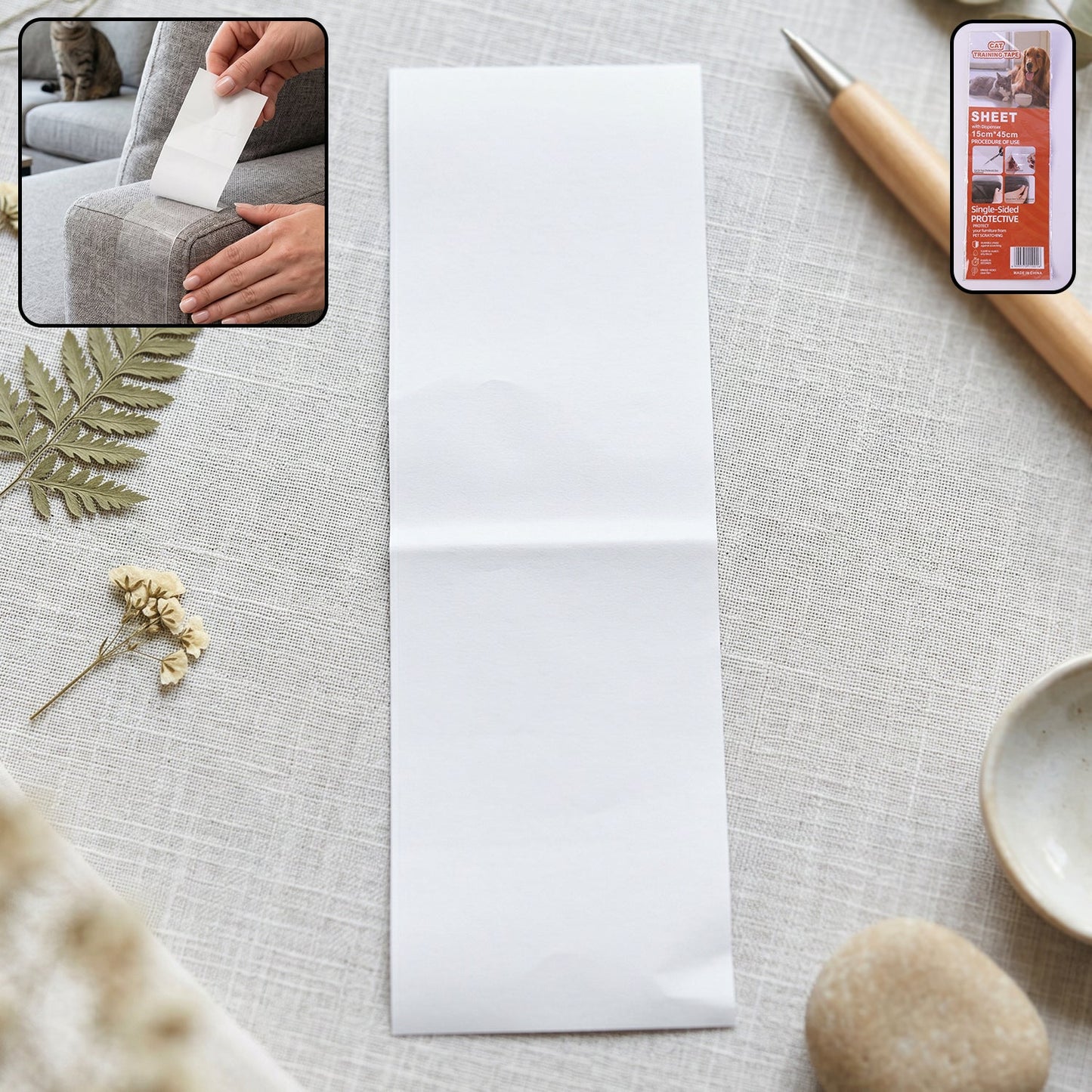 Set of five clear anti-scratch sheets for cats and furniture
