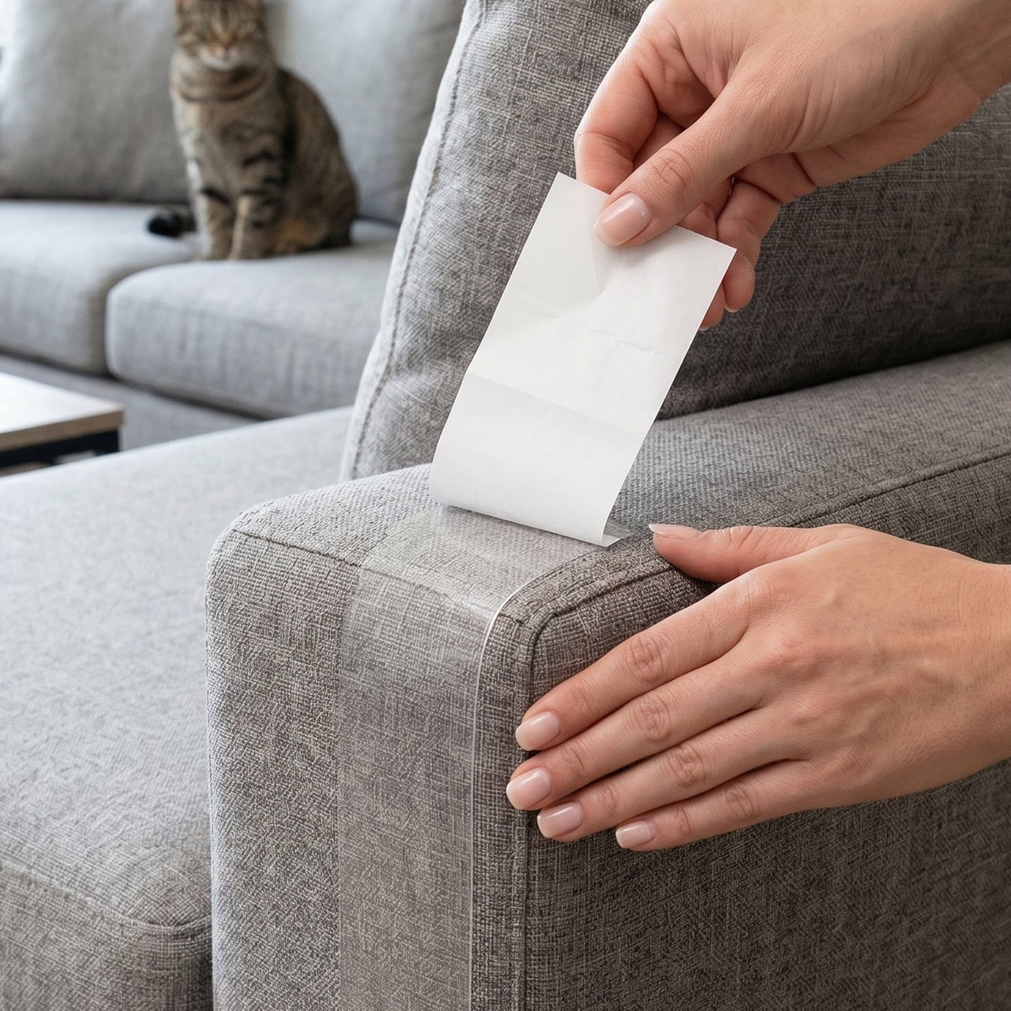 Home pet safety with easy-to-apply cat scratch protector sheets