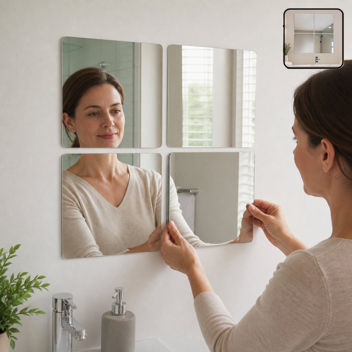 Square mirror wall sticker tiles 4pc