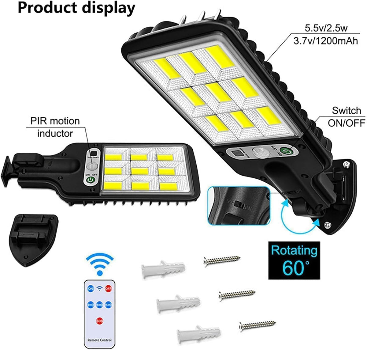 High-Power Solar LED Street Light with Motion Sensor & Remote Control