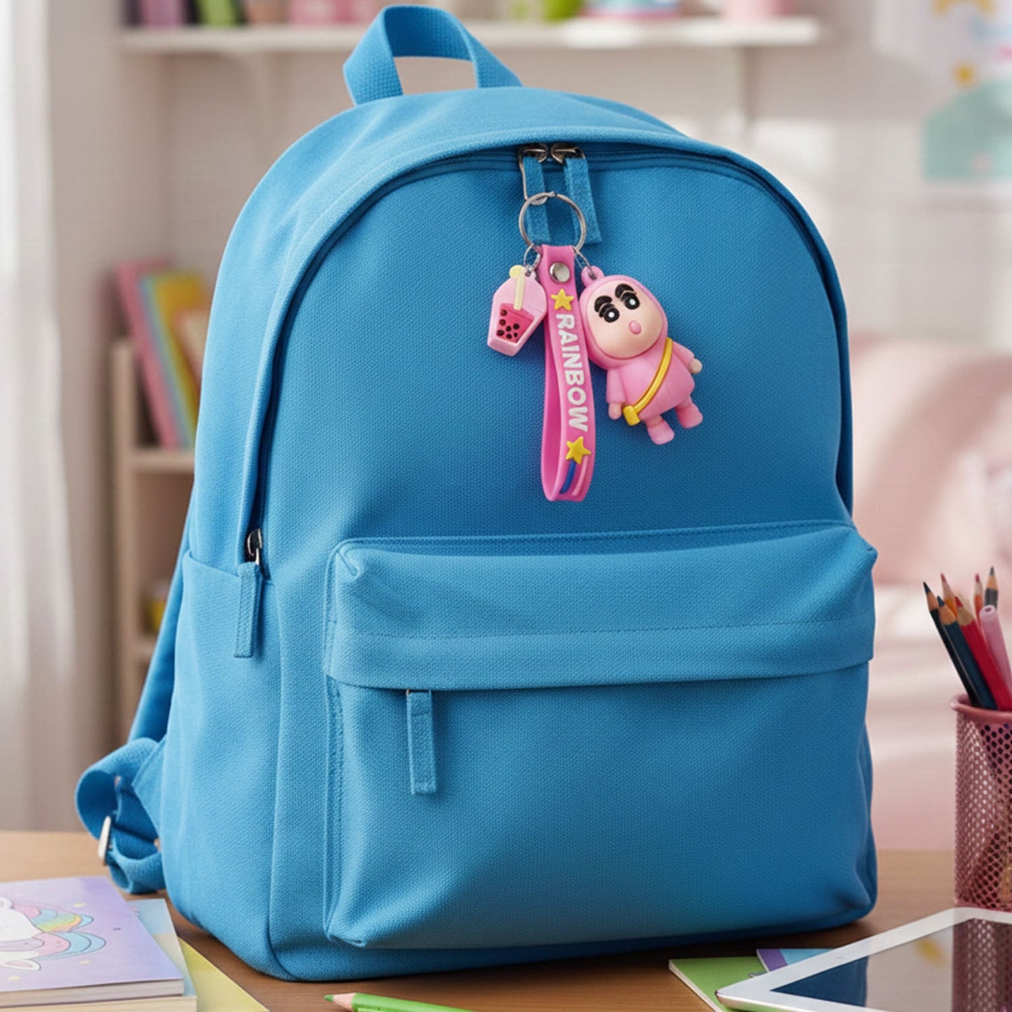 Cute Cartoon Character Rainbow Strap Keychain (1 Pc)