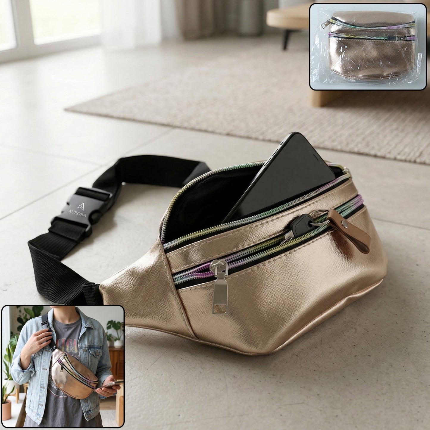 Premium Waist Bag with Adjustable Strap 10x22 Cm 1 Pc
