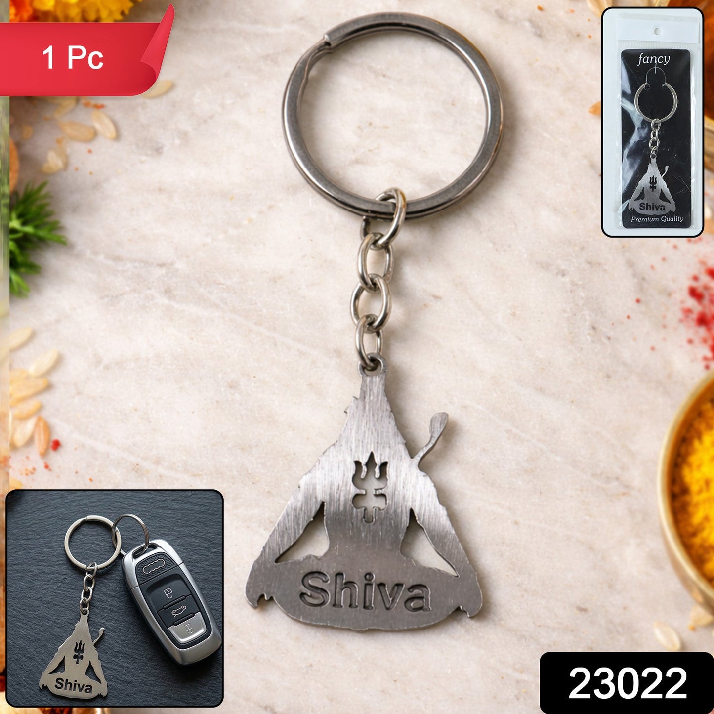Premium Metal Lord Shiva Trishul Design Keychain 1 Pc
