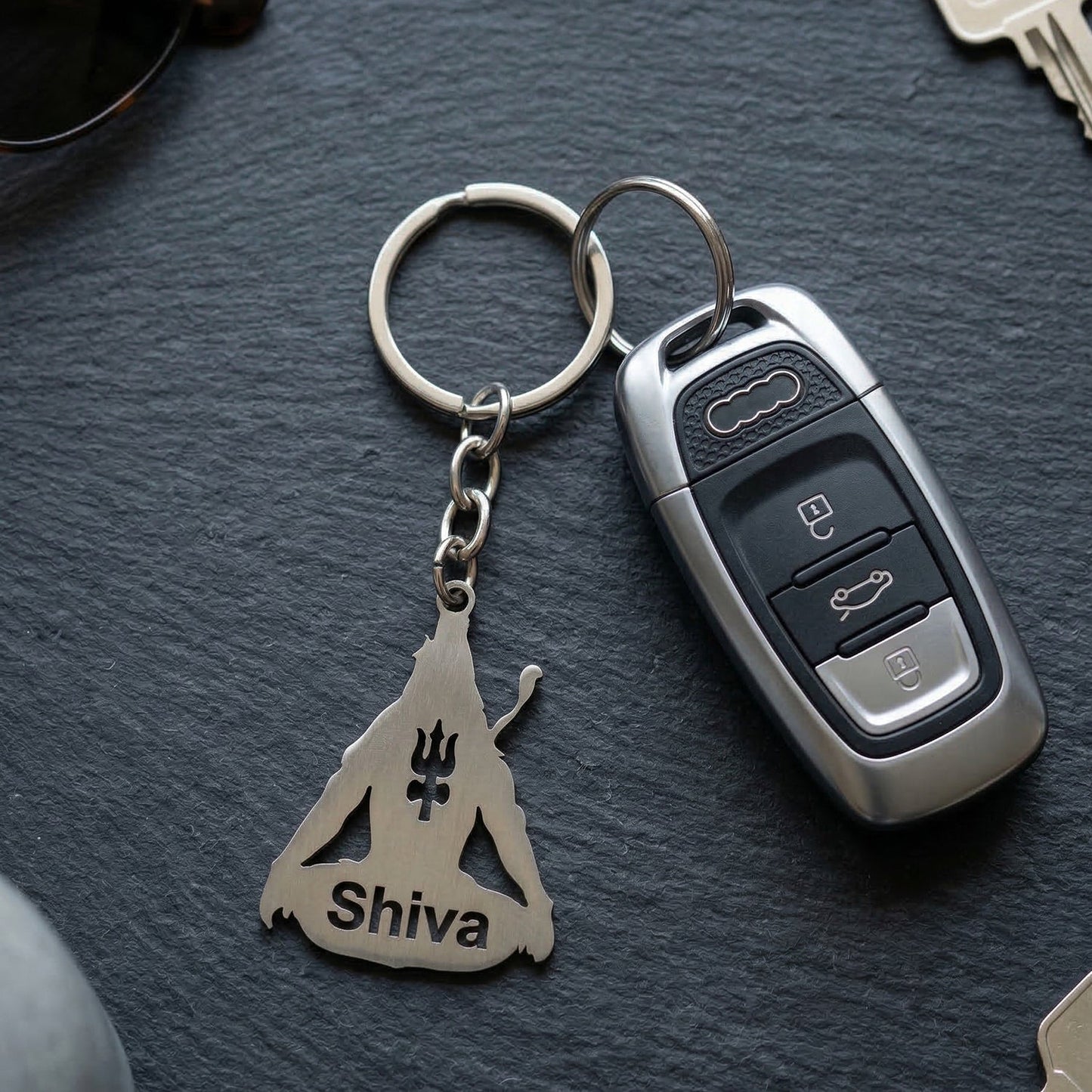 Premium Metal Lord Shiva Trishul Design Keychain 1 Pc