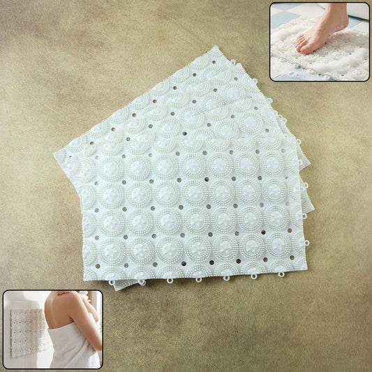 Anti-Slip Bathroom Massage Mat with Suction Cups (33 ? 21 cm / 4 Pc)